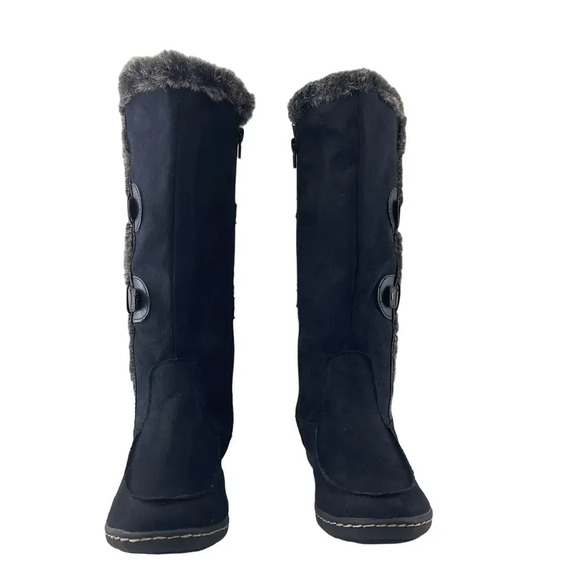 Airwalk Tall Side Zip Fuzzy Knee High Winter Boots Black Faux Suede Women 7 - Picture 6 of 9